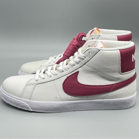 Mens Nike SB Zoom Blazer Mid ISO Size 12 White Sweet Beet Sneaker New - Picture 4 of 11